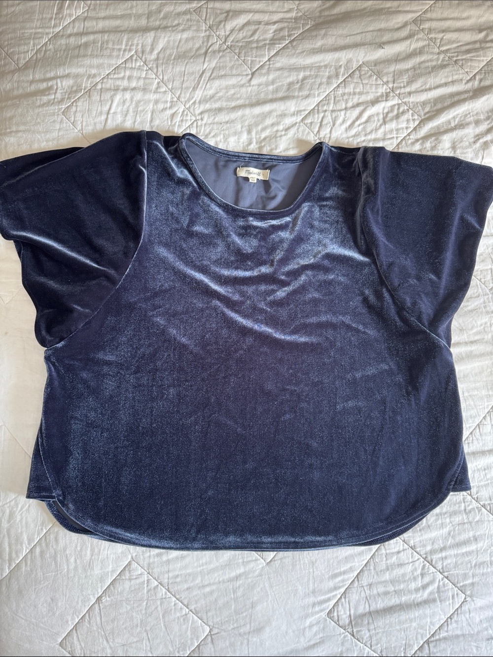 Madewell Navy Velvet Short Sleeve Crew Tee